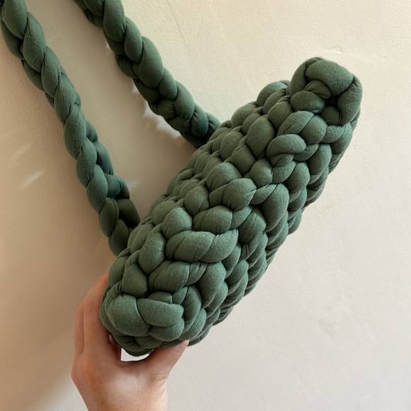 Handmade Chunky Knit Shoulder Bag Unique Hippie Boho Artsy - Picture 8 of 9